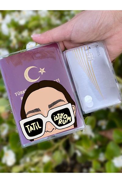 Cekuonline Holiday Patterned Universal Transparent Passport Case Model Suitable for All Country Passports