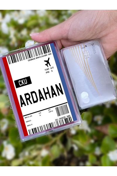 Cekuonline Flight Ticket Ardahan Patterned Universal Transparent Passport Cover Model Suitable for All Country Passports