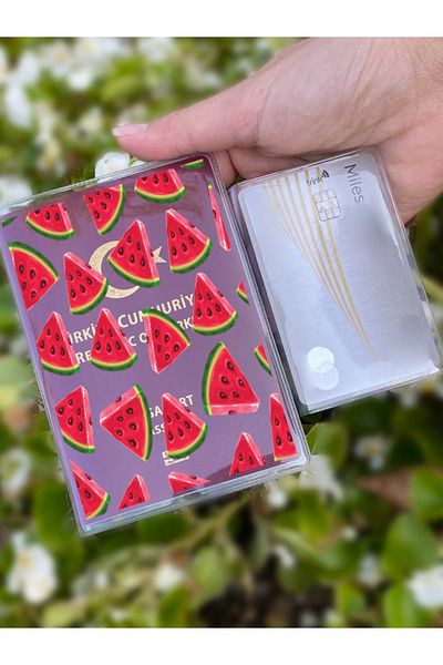Cekuonline Watermelon Patterned Universal Transparent Passport Case Model Suitable for All Country Passports