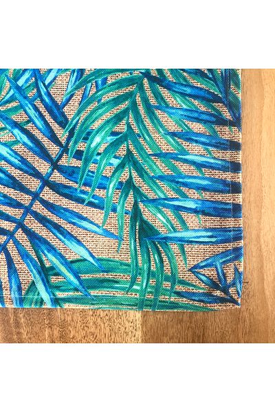 desen izmir Special Stitched, Blue Wicker Leaf Tablecloth 130x170 Cm 4-6 Persons