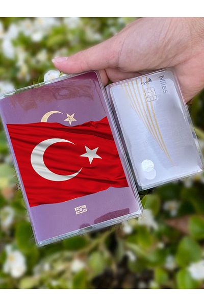 Cekuonline Al Flag Patterned Universal Transparent Passport Case Model Suitable for All Country Passports
