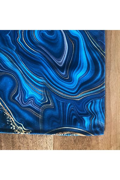 desen izmir Fata de Masa Cusuta Personalizata, Marmura Albastra 130x170 Cm 4-6 Pers
