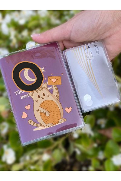 Cekuonline Universal Transparent Passport Case with Cat and Letter O Pattern Suitable for All Country Passports