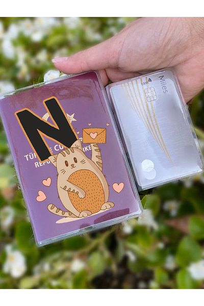 Cekuonline Universal Transparent Passport Case with Cat and Letter N Pattern Suitable for All Country Passports
