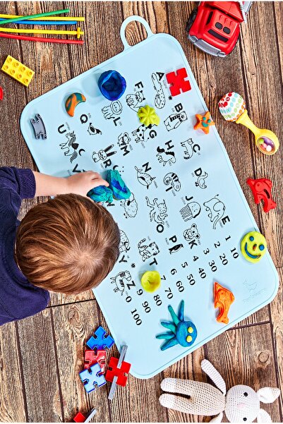 Parlaware Silikon Oyun Matı Boyanabilir, Silinebilir, Gıdaya Uygun, Çocuk, Beceri, Oyun Matı. Mavi