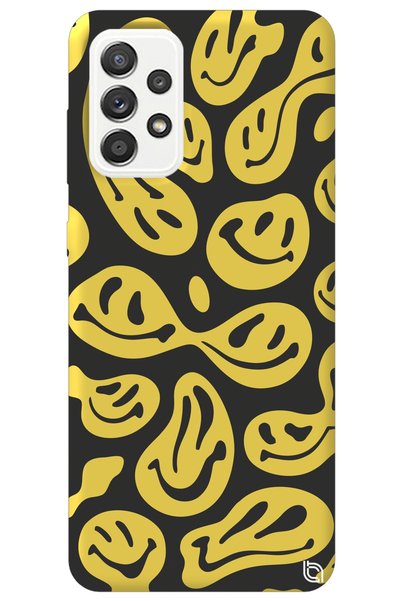WANNA PROTECT Samsung A73 Yellow Premium Velvet Inside Smile Patterned Silico...