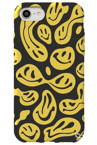 WANNA PROTECT iPhone 7 Yellow Premium Velvet Inside Smile Patterned Silicone ...