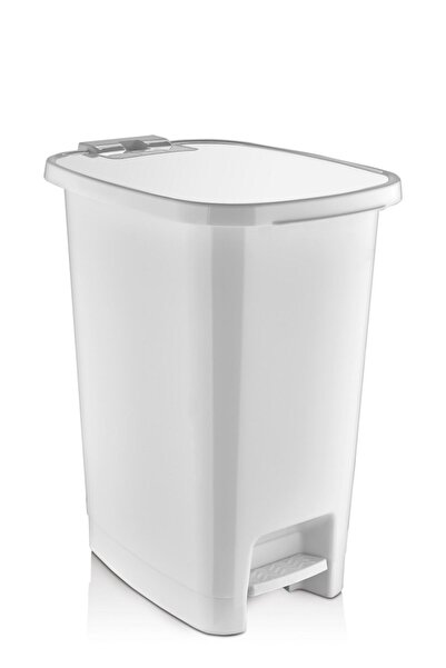 Genel Markalar Beyaz 25 Litre Slim Pedallı Plastik Çöp Kovası, şık ve kullanı...