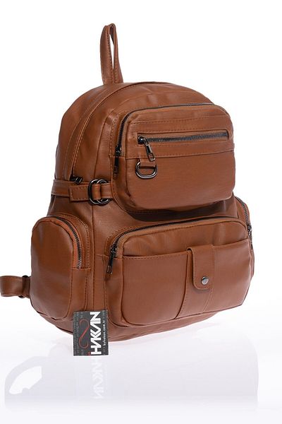 By Hakan Mega-501 Washed Leather Backpack Daily Bag Brown