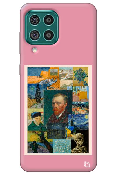 WANNA PROTECT Samsung M22 Pink Premium Velvet Van Gogh Patterned Silicone Pho...