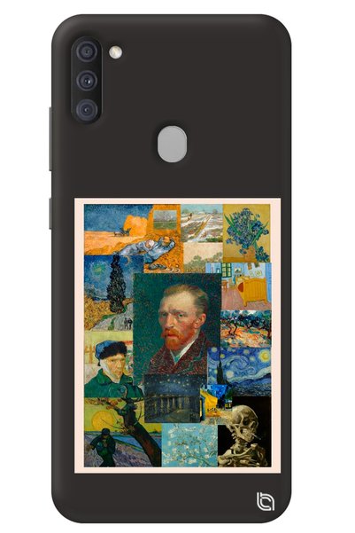 WANNA PROTECT Samsung A11 Black Premium Velvet Van Gogh Patterned Silicone Ph...