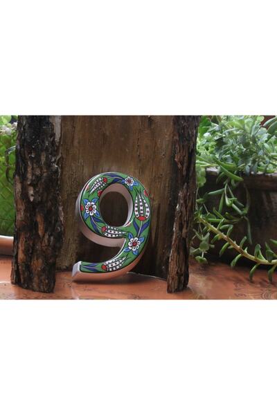 Yılmazel Door Number Ornament Handmade Ceramic Tulip Pattern