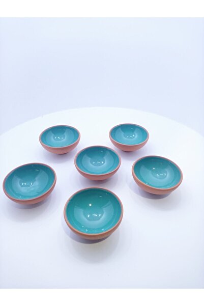 Anatolian Pottery Toprak Maviş Kase Reçellik, Sosluk, Çerezlik Renkli Sırlı 6...