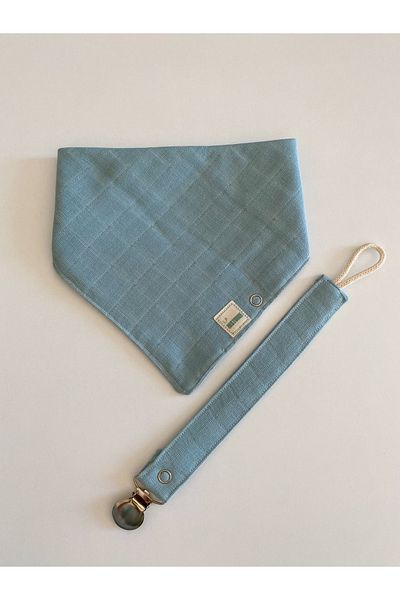 Le Petite Histoire Pacifier Strap (washable) and Drool Scarf 100% Cotton Muslin