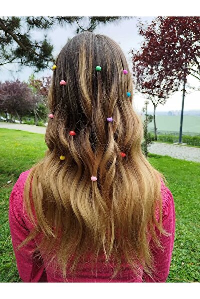 MutluBiDünya Lily Kız Çocuk 12 Adet Renkli Saç Örgü Boncuğu