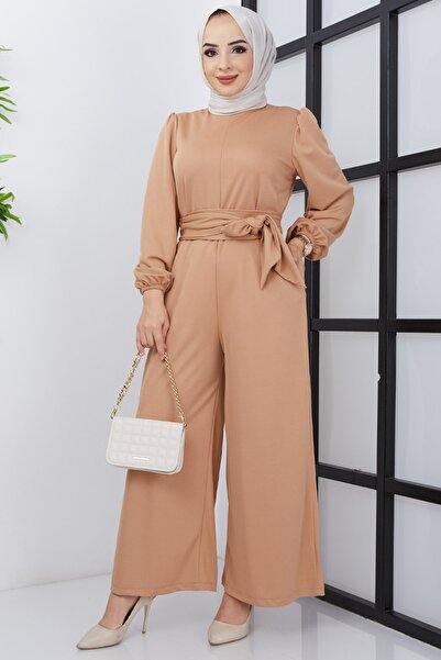 Feiza Collection Kuşaklı Tulum - Bej