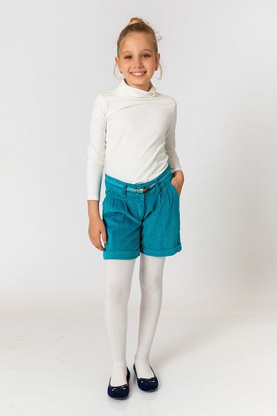 incity Girl's Belt Detailed Mint Corduroy Shorts