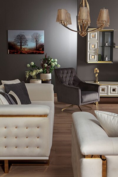 Modalife Vanesa Üçlü Kanepe - Krem