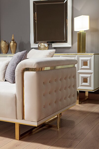 Modalife Vanesa Üçlü Kanepe - Krem