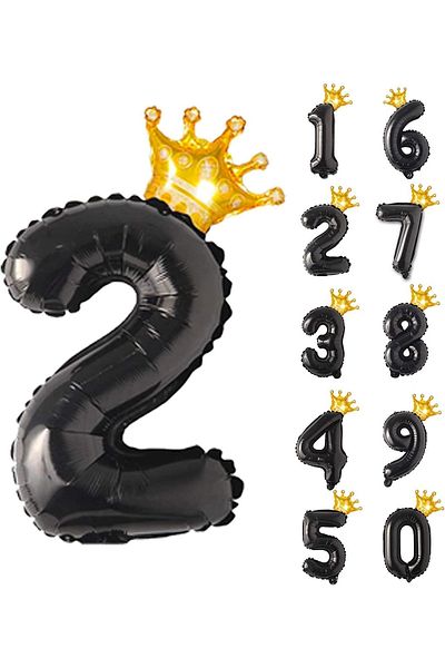 Patladı Gitti 2 Two Black Foil And King Crown Party Celebration Set