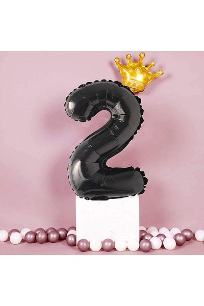 Patladı Gitti 2 Two Black Foil And King Crown Party Celebration Set