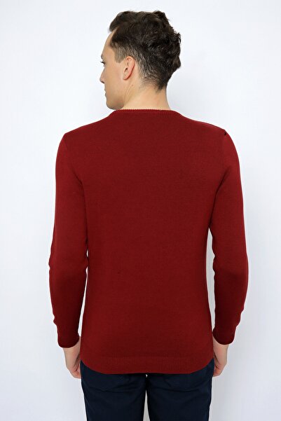 U.S. Polo Assn. U.s Polo Assn. Dokuma Sıfır Yaka Vişne Triko Kazak