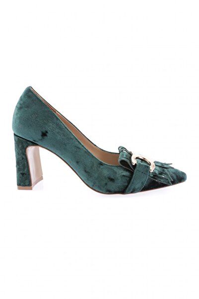 DGN Women's Accessorized Heeled Shoes Green Velvet 2161362821