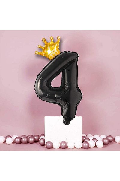Patladı Gitti 4 Black Foil And King Crown Party Celebration Set