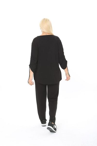 BİrHoşButik Large Size Lycra Elastic Waist Imported Viscose Fabric Slit Pockets Lace Up Trend Tracksuit Set
