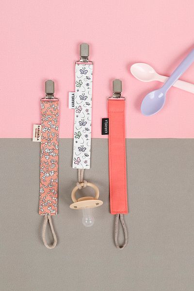KARAMİLA Set of 3 Baby Girl Pacifier Strap - Pacifier Chain - Pacifier Holder