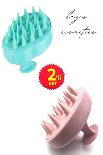Layes Pink And Blue Shower Comb Silicone Toothed Shampoo Brush Set of 2 Shower Brush Scalp Comb