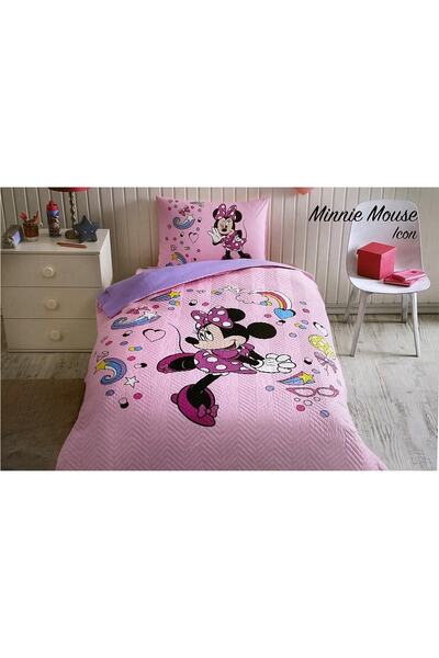 Özdilek Minnie Mouse Icon Disney Kapitone Nevresim Takımı Lastikli Çarşaf Tek...