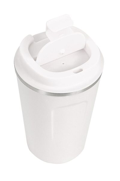 Verahed 500ml White Ergonomic Thermos Cup - Double Layer, Hand-Burning, Vacuum, Stainless Steel