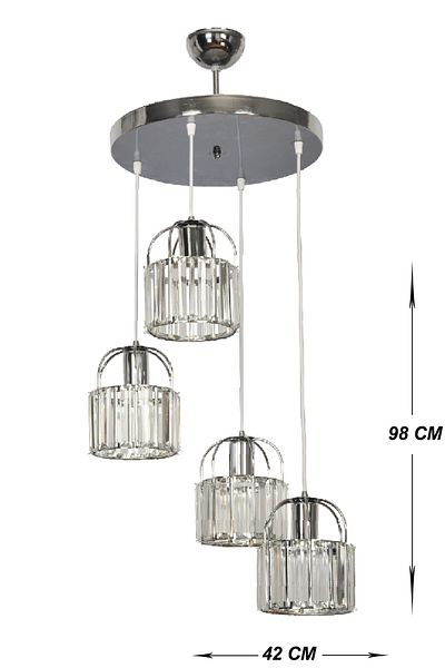 VENON Lighting Titania 4-Piece Pendant Lamp Chrome Chandelier