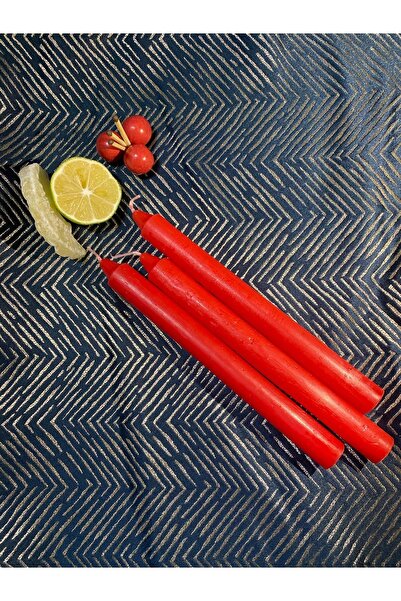 LightHome Premium Yılbaşı Özel Kırmızı Renk Sedefli Kokulu Şamdan Mum - 3'lü Set