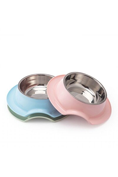 Nunbell Kedi Köpek Için Renkli Oval Melamin Çelik Mama Kabı Tekli 14 Cm