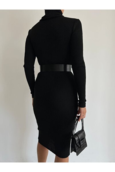 Secret Passion Lingerie Ζώνη Λεπτομέρεια ζιβάγκο Μαύρο Χρώμα Πλεκτό Μίντι Μήκος Βραδινό Φόρεμα και Φόρεμα Homecoming 0167 712