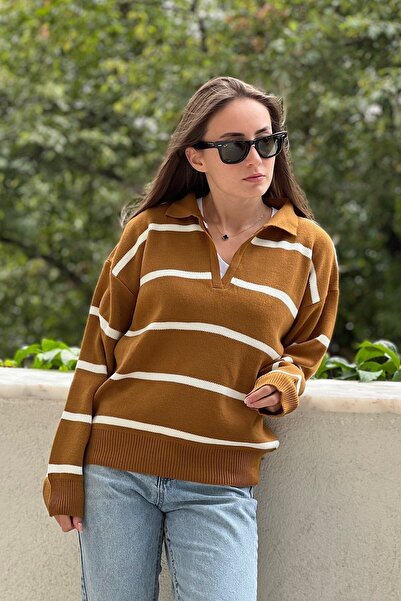 novon Рита Поло V-подібний виріз Поперечні смужки Трикотаж