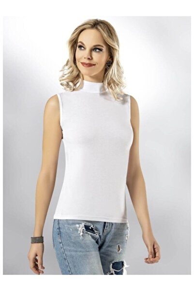 URBAN BOLD Body de damă cu gât alb cu mâneci zero