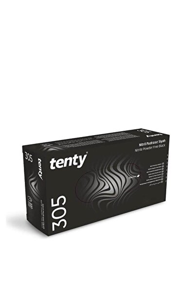 Tenty 305 Pudrasız Nitril Eldiven L Beden Siyah 100'lü 4 Paket