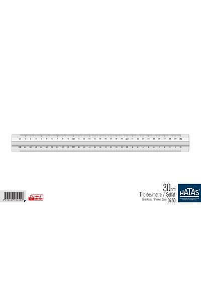 HATAŞ TEKNİK Tribldesimeter Triunghi transparent Riglă scară centimetru cu două fețe 30cm 0250