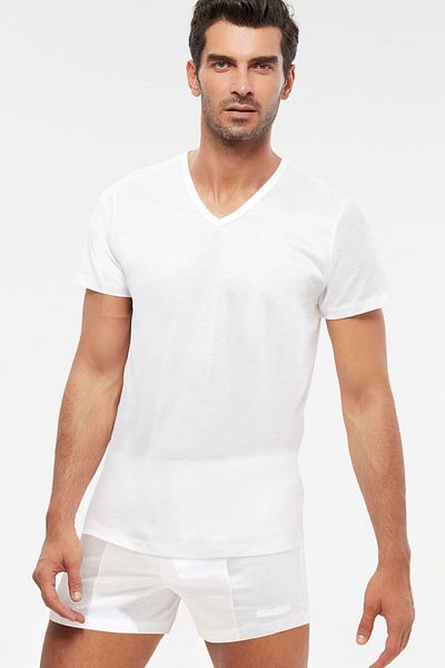 Kom Elite V-Neck Cotton Mercerized Men's Undershirt White