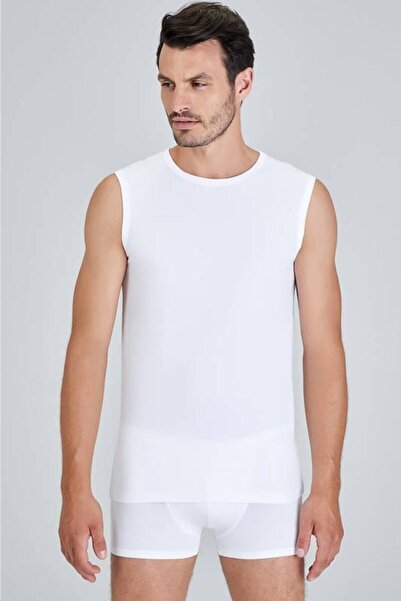 Kom Men's White Nick 2-pack Crew Neck Sleeveless Undershirt