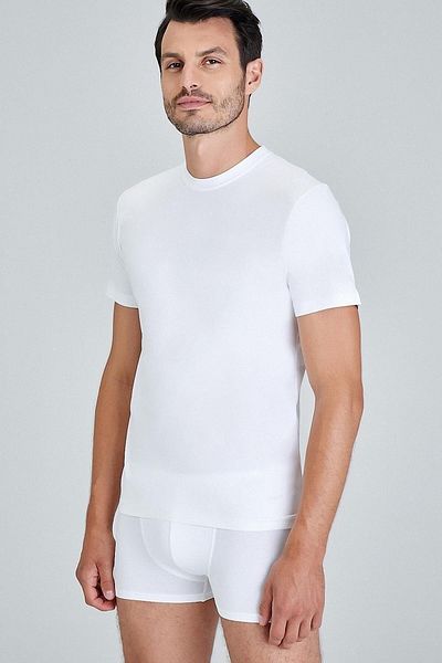 Kom Men's Short Sleeve Crew Neck Cotton Undershirt James T-shirt
