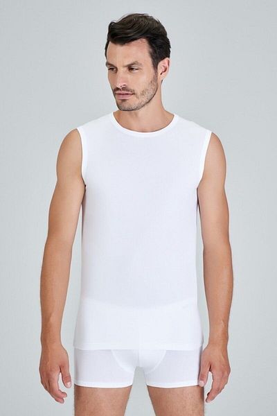 Kom Men's White Zero Sleeve Undershirt, 2-pack
