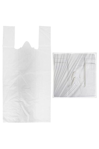 Ceylin White Bag Garbage Bag Coal Bag Thick Market Leakproof Spillproof Bag 1 Kg with Handle 28x35 Cm