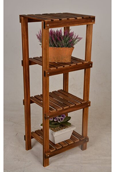 Wooden City Ahşap 4 Katlı Banyo Rafı Havluluk Banyo Düzenleyici 4k Eskitme