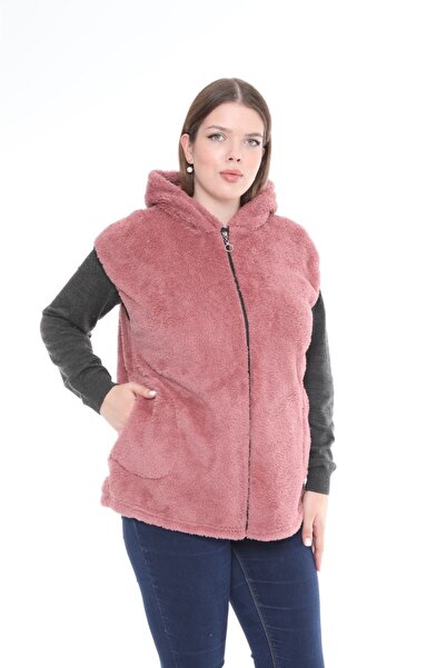 KSV Collection Plus Size Dried Rose Plush Vest