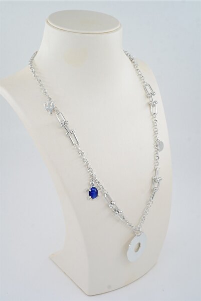 By Zeyna Aksesuar Women's Special Design Stoned Turtle Figure 60 Cm Necklace