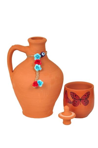 SAMESA HEDİYELİK Toprak Testi 2,5 Litre (1 Adet Testi Kapagı --1adet Desenli ...